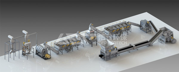 廢舊塑料破碎機生產(chǎn)線，廢舊HDPE瓶回收清洗線處理系統(tǒng)